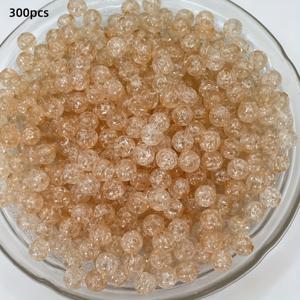 TEMU 300개 8mm 아크릴 크랙크 비즈 - 생동감 있는 폭발 패턴, DIY 보석 만들기, 팔찌, 목걸이 및 공예용 투명 광택 - 아름다운 돌 얼음 크랙 디자인 비즈, 보석 만들기 용품