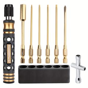 TEMU 호비파크 6-in-1 RC 육각 드라이버 & 스크루드라이버 세트 - 내구성 있는 합금강 비트 (1.5mm, 2.0mm, 2.5mm, 3.0mm), 육각 너트 드라이버, 필립스 비트, 휠 렌치 - 취미 애호가에게 이상적, Traxxas, Slash, Arrma, SCX10, Losi, Redcat Racing, HPI, HSP와 호환 가능