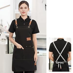 TEMU 1pc 조절 가능한 캔버스 앞치마 - 남녀 공용, 내구성 있는 폴리에스테르, 커피 바, 레스토랑, 다목적 허리 작업복에 이상적, 레스토랑 앞치마|조절 가능한 스트랩|직조 직물
