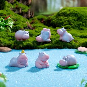 TEMU 6pcs 미니어처 히포 인형 세트, 레진 공예, 다용도 실내 및 실외 장식, 전원 없음, DIY 랜드스케이프, 테이블탑, 자동차, 정원 액세서리용