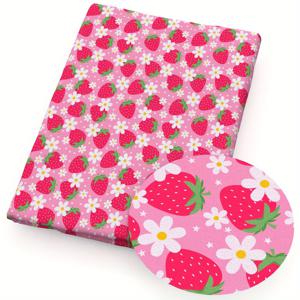 TEMU 1개 딸기 과일 시리즈 패턴 퀼팅 원단 - 57x19.68인치(145x50cm) 폴리에스터 공예용 DIY 핸드메이드 패브릭, 패치워크 제작용 프리컷