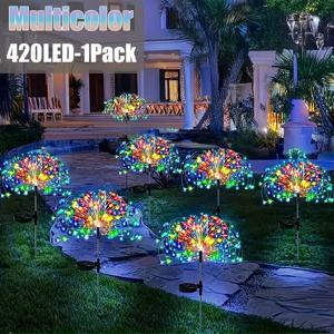 TEMU 420/300/200/60 LED 태양광 불꽃놀이 조명, 야외 방수, 8가지 깜박이 모드, 상업 거리, 통로 조명 장식, 파티오 정원, 테라스 풍경, 데이 부활절 선물 (다색/따뜻한 흰색)