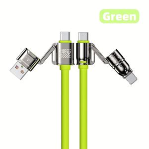 TEMU Wtkvintant-4 in 1 240W MAX 초고속 충전 케이블, 실리콘 원형 밝은 USB A to USB C 및 라이트닝, 남성 to 여성, 아이폰, 아이패드, 삼성, 맥북용