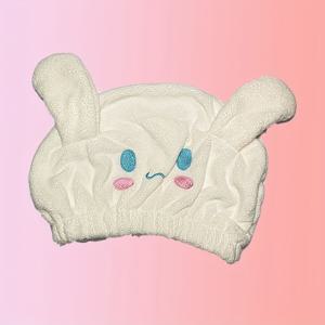 TEMU 귀여운 토끼 귀 머리 타월 캡 - 초소프트 마이크로파이버 & 테러리클로스 디자인, 탈색 방지, 물 누수 없음, 빠른 건조, 모발에 부드러운 현대식 욕실 액세서리, 플러시 질감 | 마이크로파이버 소재|샤워타올
