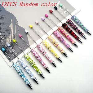 TEMU 12pcs 컬러풀한 비즈 펜 - 귀여운 손그림, 가능한 중간 포인트 - 크리에이티브 DIY 펜 세트, 휴일 및 선물용