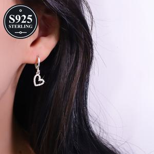 TEMU 925 저자극성 홀로우 하트 스터드 귀걸이, 매트 마감과 다용도 스팽글 복숭아 모양 후프 귀걸이, 베프나 여자친구를 위한 고급 선물, 방청 보관함 포함