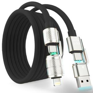 TEMU USB C - USB C, 100W 4in 1 충전 케이블, 아이폰 16 15 14 11 8 7 시리즈/맥북/아이패드/HUAWEI/Xiaomi용 chubby 타입 C/A - C/라이트닝 케이블, 모든 기기용 멀티 충전기|C타입충전기