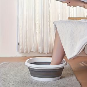 TEMU 1pc 대형 접이식 세면대 - 휴대용, 두꺼운 플라스틱, 이중톤 디자인, 얼굴 세척, 야채, 세탁 및 발목 세척에 이상적 | 실용적인 가정 필수품 | 내구성 및 저자극 세면대, 휴대용 세탁 솔루션 | 장식용 세면대 | 내구성 있는 플라스틱 세면대