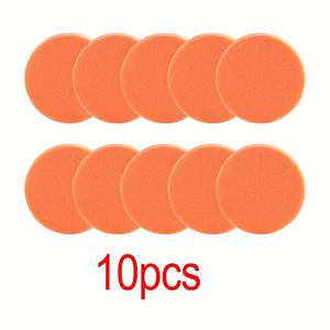 TEMU 자동차 폴리싱 스펀지 세트, 10개입 3인치 오렌지색 평면 버핑 패드, 75mm 직경 25mm 두께 라운드 왁싱 폼패드, 페인트 스크래치 제거용 폴리셔 부착 키트