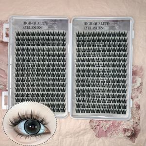 TEMU 320 클러스터 DIYFD01 플러피 인조 속눈썹 세트, D 컬, 혼합 길이 10+12+14+16mm, 두께 0.07mm, 파티 및 캐주얼 복장에 적합한 신선하고 자연스러운 3D 퍼프리 인조 속눈썹, 부드러운 인공 밍크 속눈썹 멀티페어, 순수 수제 제품