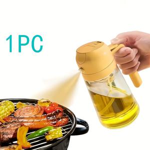 TEMU 1pc 휴대용 15.89oz 플라스틱 스프레이 오일 병 - 듀얼 기능 오일 스프레이어 및 디스펜서, 주방, 그릴, 베이킹, 에어 프라이어, 샐러드에 이상적 - 빠른 스프레이, BPA 프리, 주방 오일 디스펜서 | 현대 주방 액세서리 | 내구성 있는 플라스틱 병, 주방용 오일 디스펜서|에어프라이어|오일스프레이