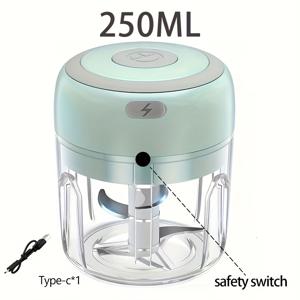 TEMU 스테인리스 스틸 블레이드 250ml 충전식 무선 미니 식품 프로세서 - 1200 RPM 휴대용 USB 전기 다지기, 마늘, 채소, 견과류, 양념, 고추, 양파 & 고기용 - 컴팩트하고 가벼운 디자인의 홈 키친 및 야외용, 세련된 모던 주방가전, 내구성 있는 채소 슬라이서 및 다지기|마늘다지기|야채다지기