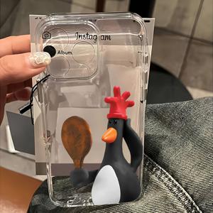 TEMU 귀여운 만화 펭귄 디자인 휴대폰 케이스, Iphone 16E, 16, 15, 14, 13, 12, 11 Pro Max, X, XR, XS Max, 8, 7 Plus에 적합, 투명 TPU 소프트 백|아이폰케이스