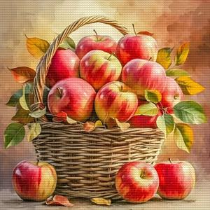 TEMU 1pc 5D DIY 페인팅 키트 - 화려한 사과 바구니 디자인, 둥근 풀 드릴 캔버스, 프레임 없는 벽화, 가정 장식, 생일, 크리스마스, 할로윈, 추수 감사절, 아트에 이상적인 선물|보석십자수
