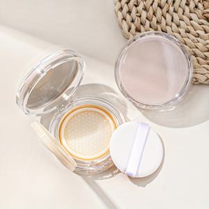 TEMU 1/2개, 0.41oz 라운드 글라스 에어 쿠션 파운데이션 케이스, 미러 & 퍼프 포함 휴대용 메이크업 보관함, 무향, 파운데이션 & BB크림 리필 여행용