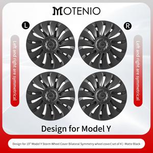 TEMU 4개 MOTENIO 19인치 테슬라 모델 Y용 허브캡 - 스톰 휠 캡, 풀 림 커버 교체 액세서리, ABS 소재, 비파괴 설치, 전문 디자인, 블랙, MOTENIO