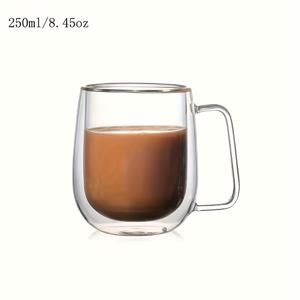 TEMU 1pc 이중벽 유리 커피 머그기, 11.8oz 8.4oz 내부, 재사용 가능, 식기 세척기 안전 - , 라떼, 카푸치노, 차에 이상적 - 가족과 친구에게 완벽한 선물, 커피 액세서리 | 세련된 커피 머그기 | 내구성 있는 유리 제품