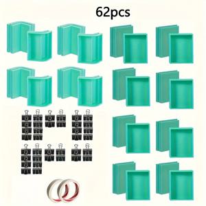 TEMU 62피스 조절 가능한 실리콘 몰드 쉘 키트, 자유롭게 결합 및 층별로 사용 가능한 DIY 실리콘, 비누, 왁스, 캔들 몰드 제작용 실리콘 몰드 쉘 키트