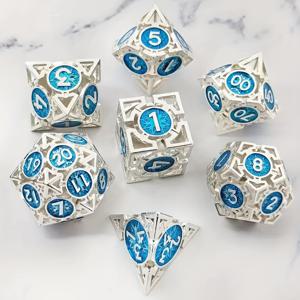 TEMU 20면 금속 주사위 세트, 중공 각진 D&D 롤플레잉 게임 주사위, TRPG 크툴루 컬러, 게임 액세서리, 탁상 RPG 장난감|주사위