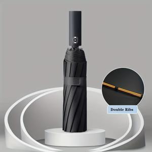 TEMU 1팩 자동 오픈 컴팩트 우산, UV 차단 기능 & 24살바람 방지 디자인, 인체공학적 손잡이 - 여행 및 야외 활동용 파스텔 컬러 (핑크, 블루, 블랙, 그린, 네이비) - 내구성 강한 천재질 캐노피