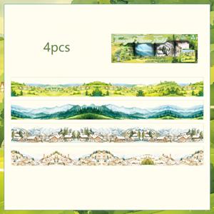 TEMU 4롤/박스 50*2m/롤 로맨틱 빈티지 눈 덮인 산과 바다 시리즈 만화 풍경 테이프 PET 고품질 자연 경치 스크랩북킹, 다이어리 DIY 콜라주 장식용 접착 테이프|다이어리