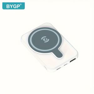 TEMU BYGP 5000mAh 자석 충전 은행 휴대용 충전기, 자석 무선 충전 은행, iPhone16/15pro/14max/13/12 장치에 적합, LED 배터리 디스플레이가 있는, 선물/야외 비상 전원 공급 백업 배터리 팩|보조배터리