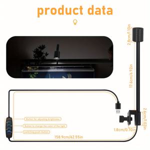 TEMU 조절 가능한 초점 LED 수족관 조명, 9단계 밝기 및 3가지 색상 옵션, 남미 어항용 USB 전원 물고기 탱크 램프, 수생 식물 및 수중 정원 가꾸기