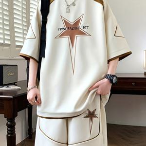 TEMU 남성 캐주얼 2pcs 여름 반팔 반바지, 스포츠 옷, 캐주얼 옷, 청소년 의류, 남성 캐주얼 스포츠 슈트, 패션 휴일 옷, 운동 옷, 여름 캐주얼 옷 및 트렌디한 슈트