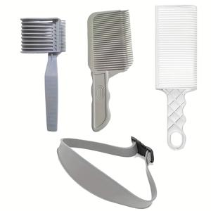 TEMU 4pcs 전문 헤어 커팅 도구 세트 - 내구성이 뛰어난 ABS 플라스틱, 가위가 있는 혼합 헤어 커브, 곡선형 실리콘 헤드밴드, DIY 홈 스타일링, 살롱 사용 및 스타일링 액세서리용 직선 및 텍스처링 커브
