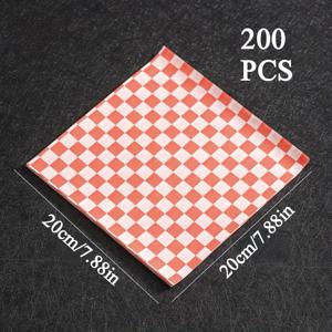 TEMU 200개 빨간 왁스 종이 식품 포장, 식품 등급 방지 포장 샌드위치 가방, 버거, 프라이즈, 치킨 윙 & 튀긴 음식, 축제 체크 디자인, 7.1x7.1인 & 7.88x7.88인, 크리스마스, 할로윈, 부활절, 추수 감사절, 한카, 샌드위치 포장용 식품에 적합
