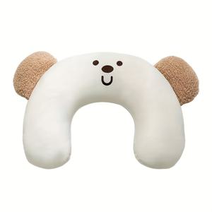 TEMU 1pc 부드럽고 편안한 U-형 만화 디자인 소형 개 및 고양이용 베개 - 깊은 수면 액세서리, 목 지원, 모든 계절 사용, 장난감 및 야외 스토롤러에 완벽, 폴리에스터 소재, 오발 모양, 소형 품종에 이상적, 애완 동물 목 베개 | 귀여운 애완 동물 액세서리 | 내구성 있는 애완 동물 베개, 개 베개|강아지유모차