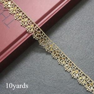 TEMU 10 야드 골든 시퀸 레이스 트림 - 폭 1.7cm 꽃무늬 패턴, 반짝이는 DIY 재봉 및 공예 액세서리, 의류, 가방, 가발용, 패션 소품 | 복잡한 디자인 | 원단 레이스 가장자리