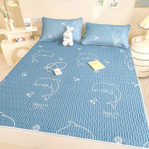 TEMU 2/3pcs 세트 고급 부드럽고 편안한 여름 쿨 라텍스 냉각 매트 (1 매트 + 1/2 베개 커버) 피부 친화적이고 통기성이 좋으며 쿨한 냉각, 미끄럼 방지 매트리스 보호대 침구, 에어컨 매트, 라텍스 매트, 학생 기숙사 매트, 침실, 게스트 룸에 적합한 기계 세척 가능, 접이식