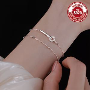 TEMU 925 하이포알러제닉 라운드 비드 링크 팔찌 더블 레이어드 비즈 목걸이 스택 가능 주얼리 클래식 다용도 선물 여성 아내 어머니 생일 크리스마스 발렌타인데이 항산화 포장