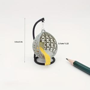 TEMU 1 미니 행잉 바스켓 체어 모델, 1:30 스케일 DIY 인형의 집용 걸이 의자 액세서리, ABS 레진 소품 가구, 건축 및 미니룸 장식에 적합