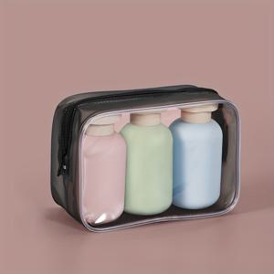 TEMU 휴대용 여행 병 세트 3개/1세트 | 100ml/3.34oz, 여행 및 휴가에 이상적, 소형 휴대용 실리콘 화장품 용기, 샴푸 및 샤워 젤 디스펜서 리필 가능