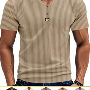 TEMU 새로운 영어 스타일 피크 아이스 헨리 셔츠 - 빠른 건조, 통기성, 시원한 느낌, 패션과 트렌디, 일상적인 착용, 여행 또는 패션에 민감한 남성을 위한 선물로 완벽, 멋진 선물입니다!, 여름 착용 | V넥 셔츠 | 폴리에스터 블렌드, 방 장식에 완벽