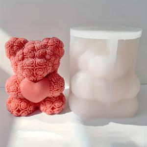 TEMU 1pc 귀여운 곰 실리콘 금형은 비누, 플라스터, 예술 및 공예용 아로마테라피 캔들을 만드는 데 사용할 수 있습니다