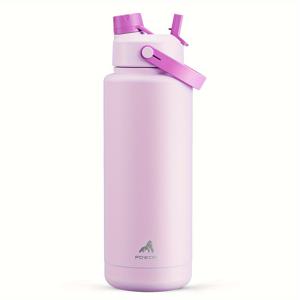 TEMU 1개, 40oz 단열 물병, 2-in-1 빨대와 뚜껑이 있는 물병, 24시간 동안 차가운 상태 유지, 누수 방지, BPA 프리, 이중 벽 스테인레스 스틸 물병, 스포츠, 체육관, 여행 및 학교용
