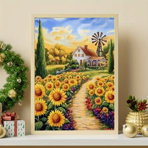 TEMU 1pc, 성인용 5D 페인팅 키트, [풍경], 풀 아트 세트, 라인 스톤 페인팅 아트, 라운드 DIY 수작업 프로젝트, 초심자와 DIY 애호가에게 적합, 장식 공예 벽화, 홈 벽 장식 선물, 침실, 거실 홈 장식, 할로윈 선물, 크리스마스 휴일 선물, 휴일 선물 [11.8In*15.8In]에 적합한 무테 선물 프레임 없음.
