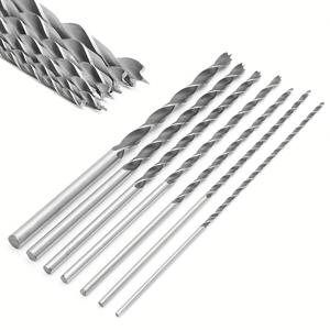 TEMU 7pcs 세트 연장 길이 300mm 3점 목공 오거 비트, 둥근 섕크, 혼합 크기 세트, 목재 정밀 보링 4-12mm - 금속 재질, 편리한 매달림 포장