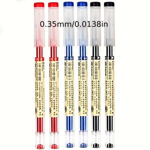 TEMU 1개, 일본식 미세한 볼펜 6개 세트, 0.35/0.5mm 중성 잉크 분무 펜, 플라스틱 소재, 학교 및 사무용 적합, 부드러운 필기감 - 검정, 파랑, 빨강색 잉크 문구류