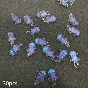 TEMU 30/50개 여름 바다 스타일 컬러풀 해파리 레진 참 - DIY 공예, 신발, 가방, 휴대폰 케이스용 반투명 무지개 빛 네일 아트 장식품 - 다용도 장식 액세서리, 해파리 장식, 세밀한 기술의 공예 재료