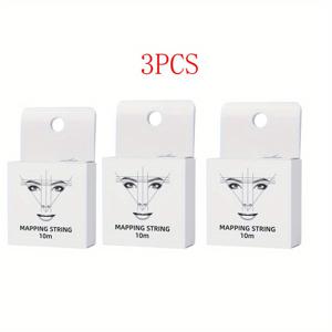 TEMU 3pcs 눈썹 매핑 스트링 키트, 냄새 없는 폴리에스터 브러시 포함 - 정확한 눈썹 및 얼굴 털 디자인을 위한 10m 스트링 포함, 눈썹 디자인 키트 | 얼굴 털 디자인 | 냄새 없는 브러시