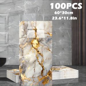 TEMU 50/100pcs 자체 접착 마블 벽 스티커, 스타일 마블 피엘 앤 스티크 타일, 욕실, 주방, 집, 거실, 사무실 장식용 폼 마블 타일 데칼 - 실내 사용, 직사각형 모양, 마블 벽 장식