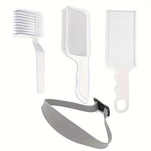 TEMU 4pcs 전문 헤어 커팅 도구 세트 - 내구성이 뛰어난 ABS 플라스틱, 가위가 있는 혼합 헤어 커브, 곡선형 실리콘 헤드밴드, DIY 홈 스타일링, 살롱 사용 및 스타일링 액세서리용 직선 및 텍스처링 커브