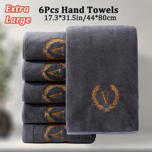 TEMU 6pcs 단색 핸드 타월 17.3*31.5In/44*80Cm 초대형 및 두꺼운 400GSM 파이버, 아름다운 자수 호텔 타월, 부드럽고 편안함, 좋은 물 흡수, 호텔, 욕실 샤워, 사우나, 다색에 적합|수건|샤워타올|샤워커튼
