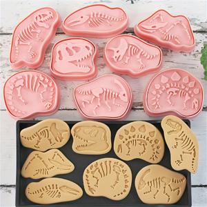 TEMU 8pcs 공룡 화석 쿠키 커팅기 3D 스탬프 프레스 및 커팅 도구 설탕 아이싱 베이킹 몰드