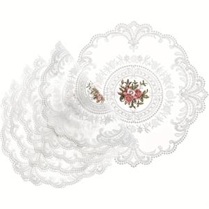 TEMU 2/6pcs 빈티지 레이스 플레이스 매트, 둥근 프랑스 크로셰 식기류, 세련된 자수 바구니 매트, 식탁 홈 장식용 화이트