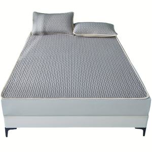 TEMU 2/3pcs 여름 수면 매트 세트, 라텍스 냉각 매트, 얼음 실크 소재, 단색 심플 디자인, 부드럽고 편안함, 접을 수 있고 기계 세척 가능한 침대 시트 - 학생 기숙사 및 가정용으로 침대 커버 포함 적합|이불